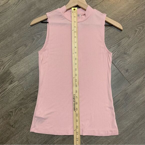BCB GENERATION Sleeveless Mock Neck Top Women’s Medium Pink Ribbed Slinky. - Picture 9 of 10